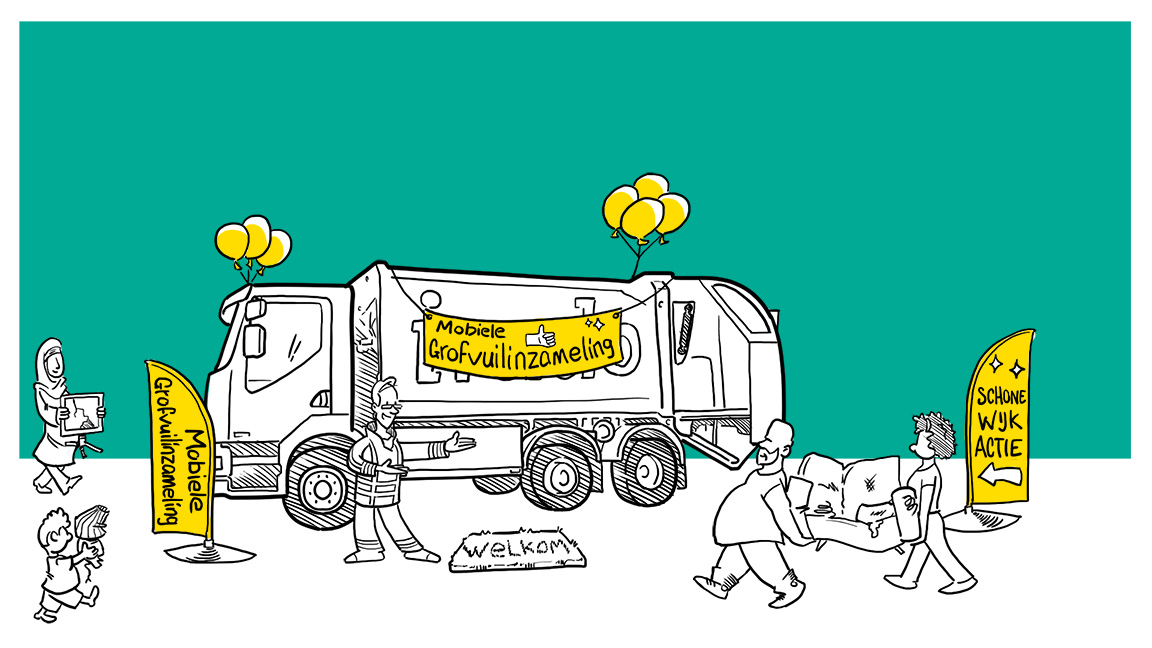 illustratie, mobiele grofvuilinzameling.