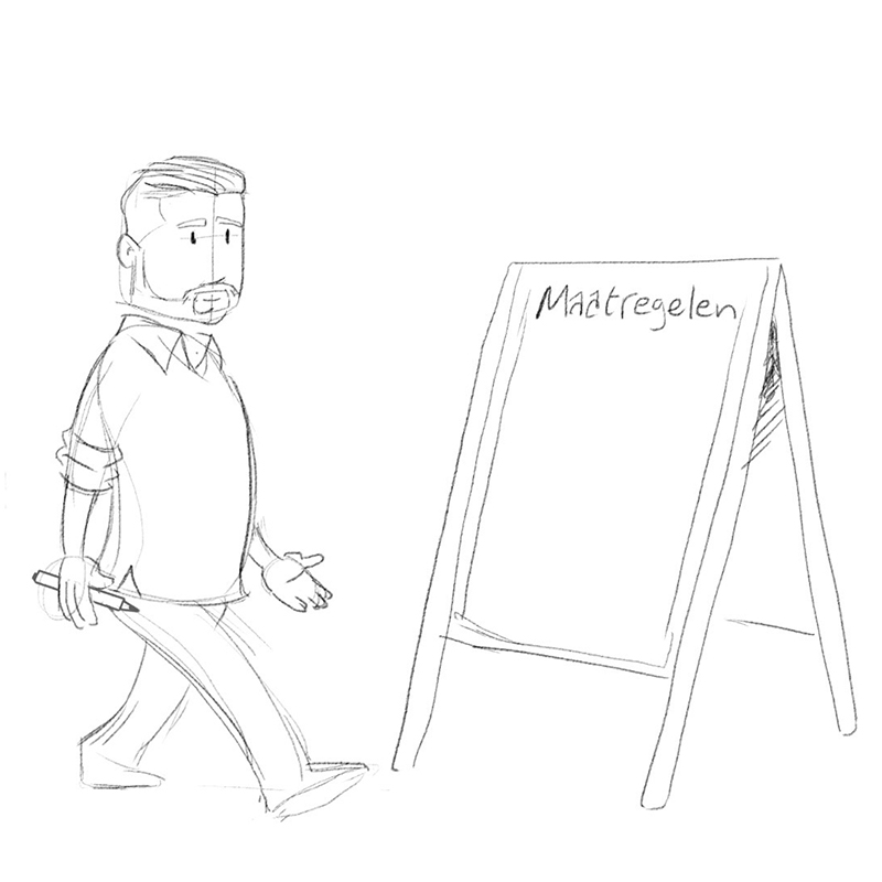 potloodschets  voor het storyboard Schiedam Schoon.