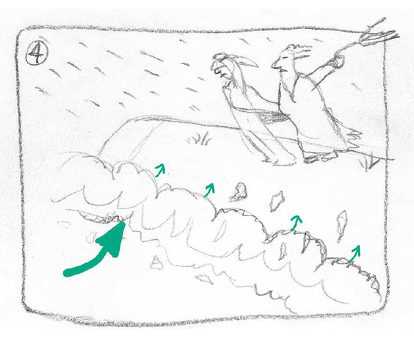 potloodschets voor storyboard.