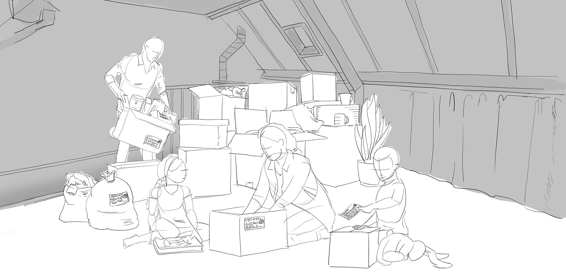 potloodschets illustratie byewaste - Irado